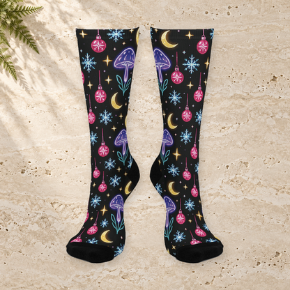 Mushroom Moon Party Christmas Mushroom Cushioned Crew Socks