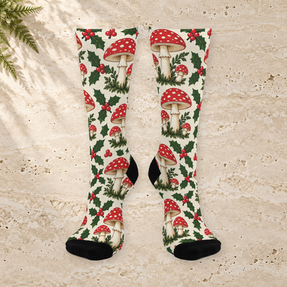 Holly Morels Christmas Mushroom Cushioned Crew Socks