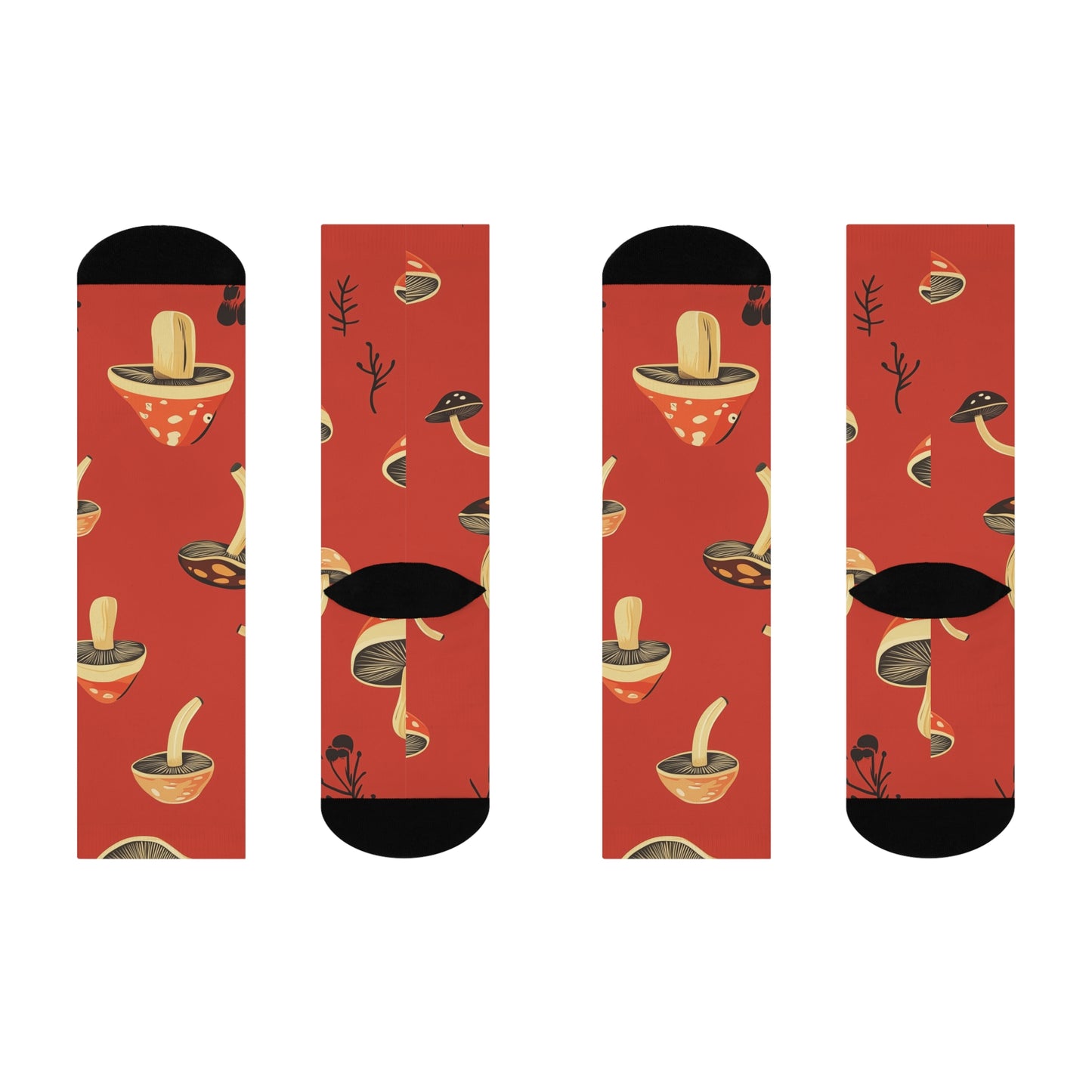 Mushroom Cushioned Crew Socks | Red 002