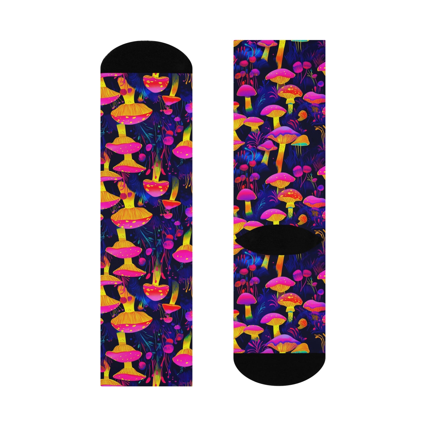 Mushroom Socks For Festival Season | Cushioned Crew Socks | Pink 020 Blue 020