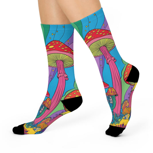 Mushroom Cushioned Crew Socks | Psychedelic 007