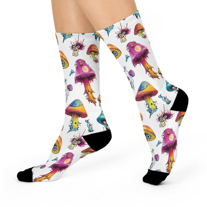Rainbow Monster Mushroom Crew Socks