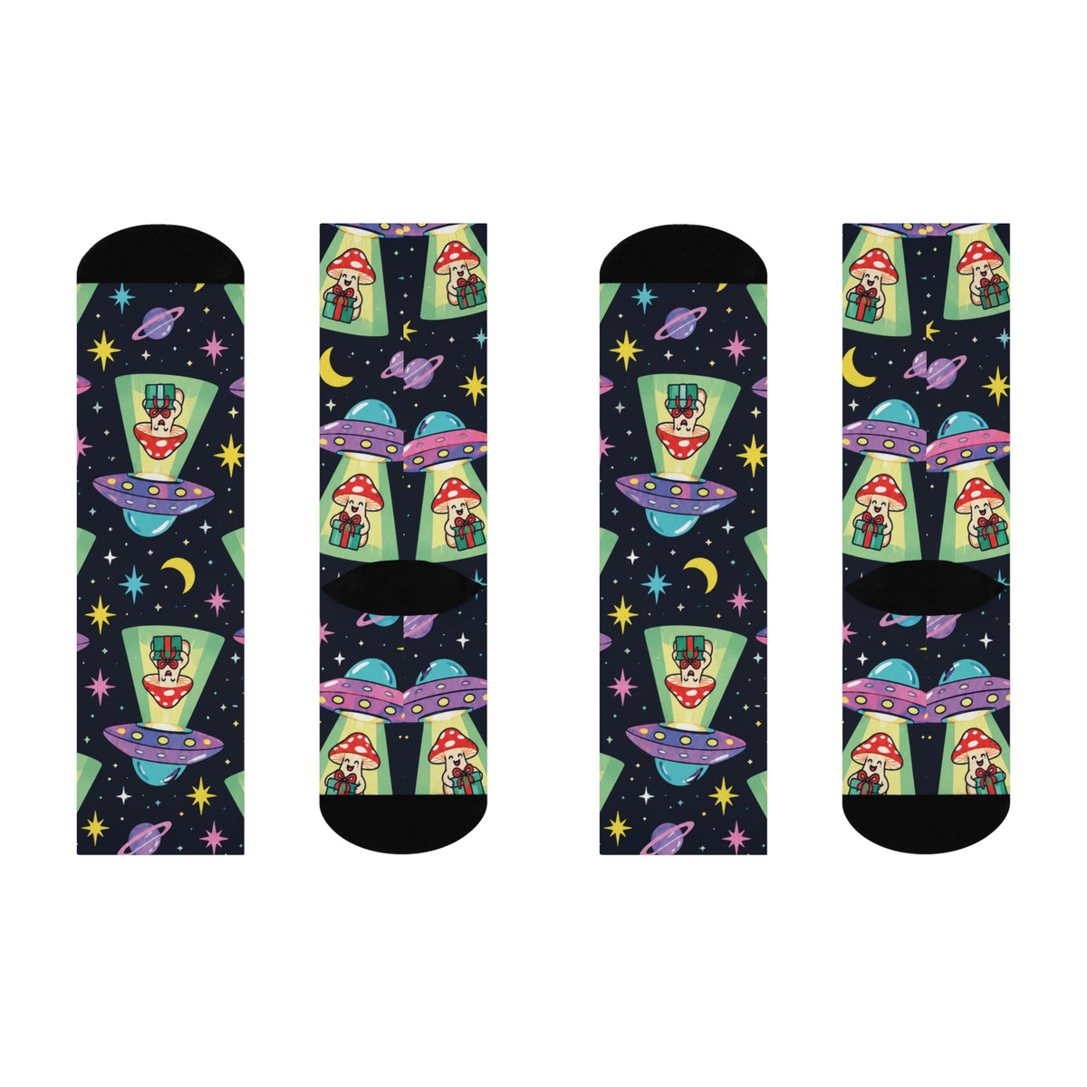 UFO Christmas Delivery Christmas Mushroom Cushioned Crew Socks