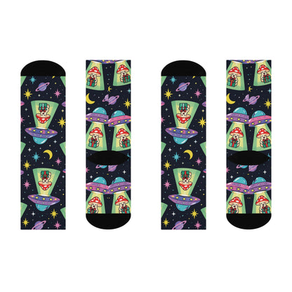 UFO Christmas Delivery Christmas Mushroom Cushioned Crew Socks