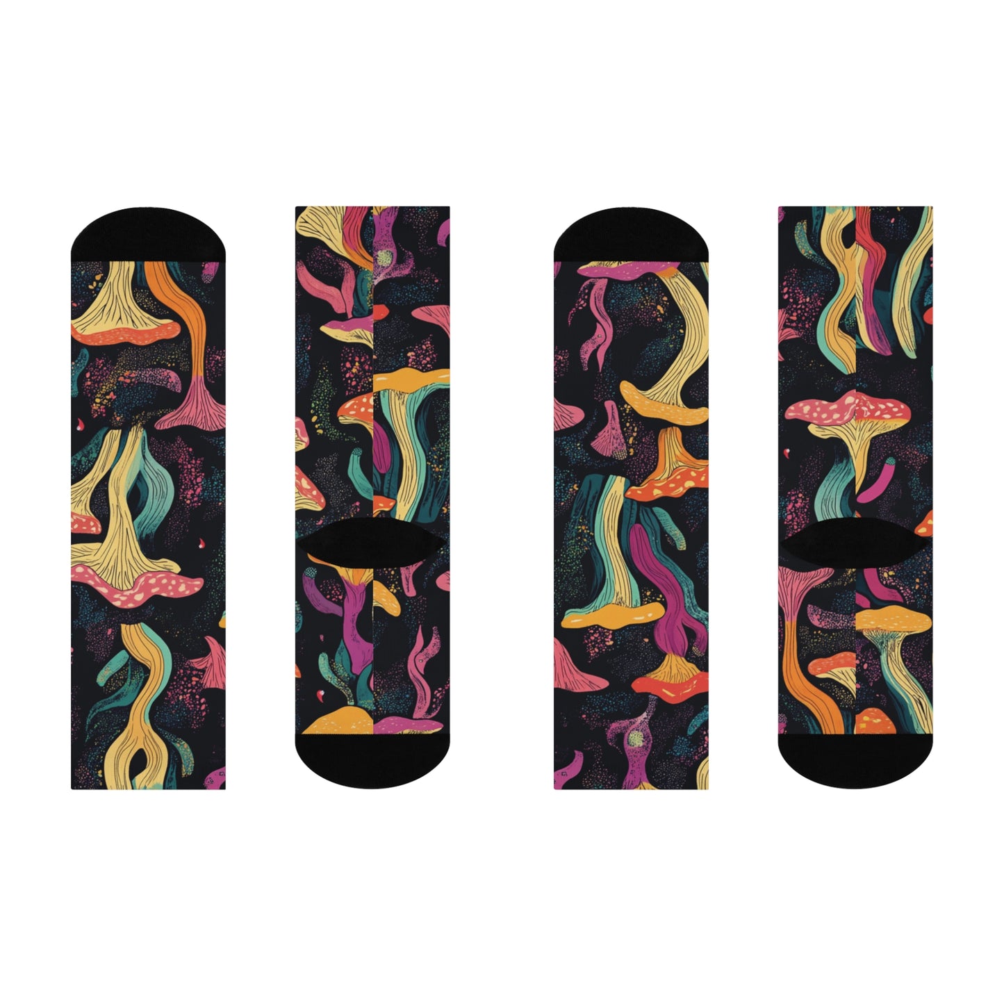Mushroom Cushioned Crew Socks | Black 001