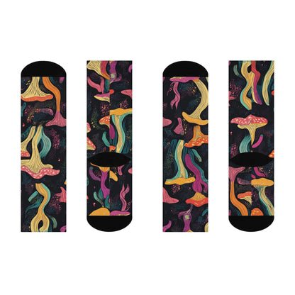Midnight Wavy Mushroom Crew Socks