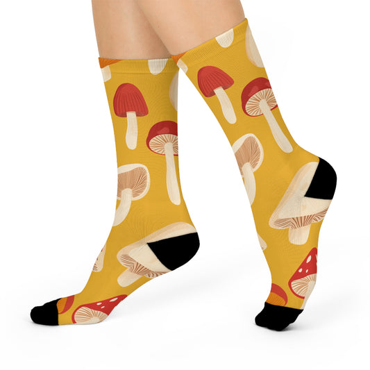 Mushroom Cushioned Crew Socks | Yellow 003