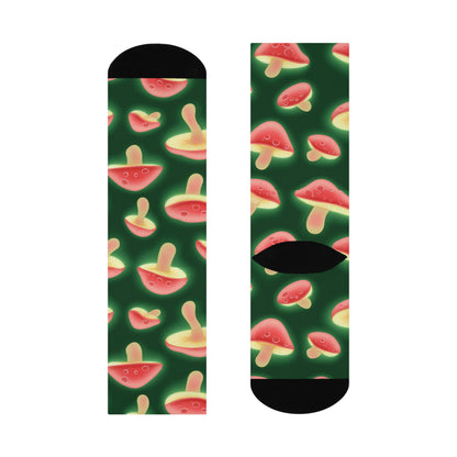 Green Halo Mushroom Crew Socks