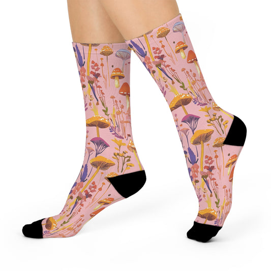 Mushroom Cushioned Crew Socks | Pink 015