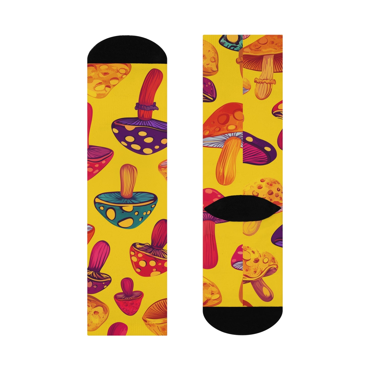 Mushroom Cushioned Crew Socks | Yellow 007