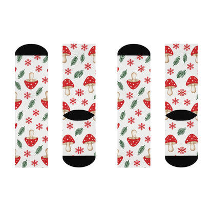 Snowflake Morels Christmas Mushroom Cushioned Crew Socks