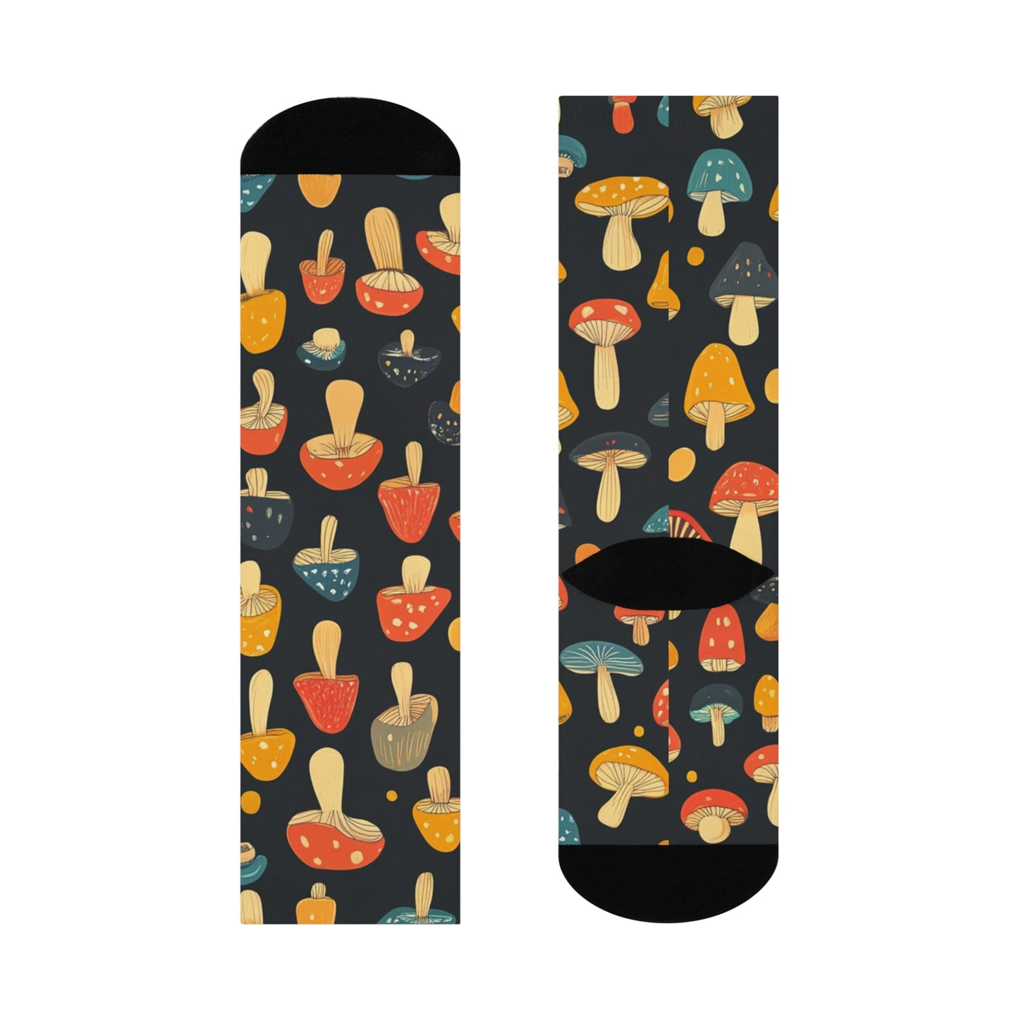 Mushroom Cushioned Crew Socks | Black 002