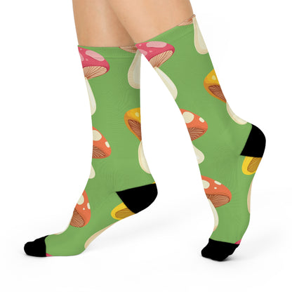 Apple Green Mushroom Crew Socks