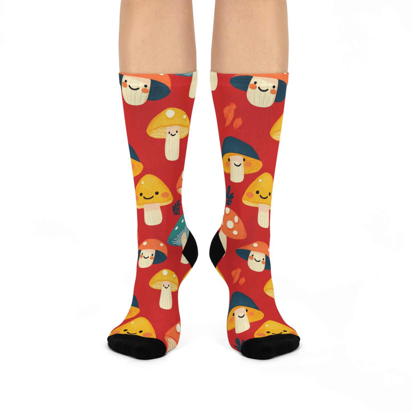 Mushroom Cushioned Crew Socks | Red 010