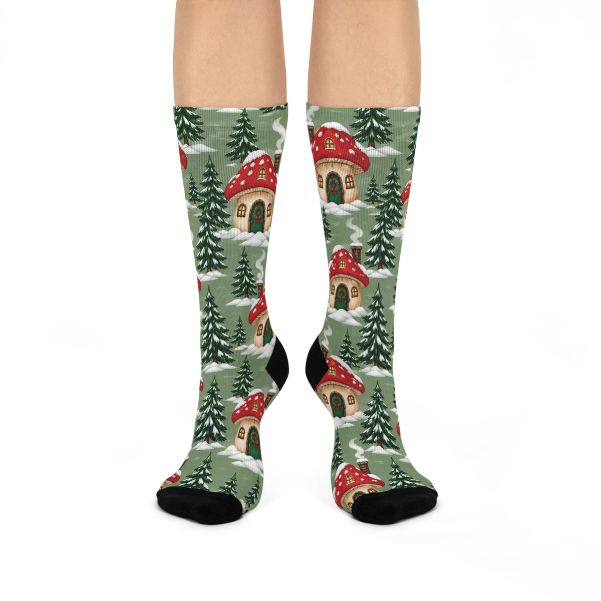 Christmas Cottage Grove Christmas Mushroom Cushioned Crew Socks