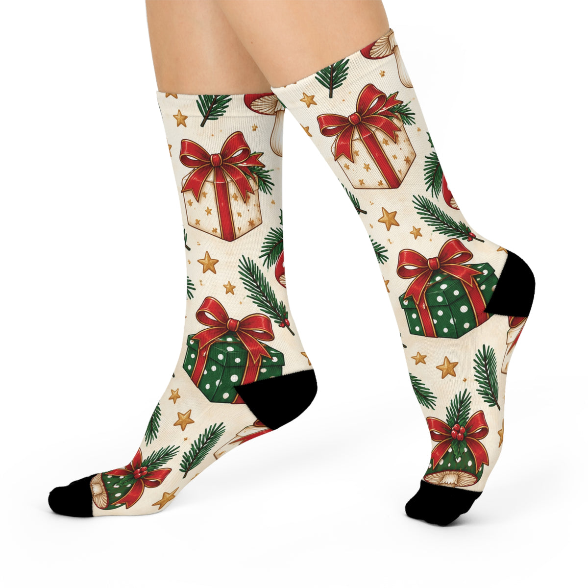 Wrapped with Wonder Christmas Mushroom Cushioned Crew Socks