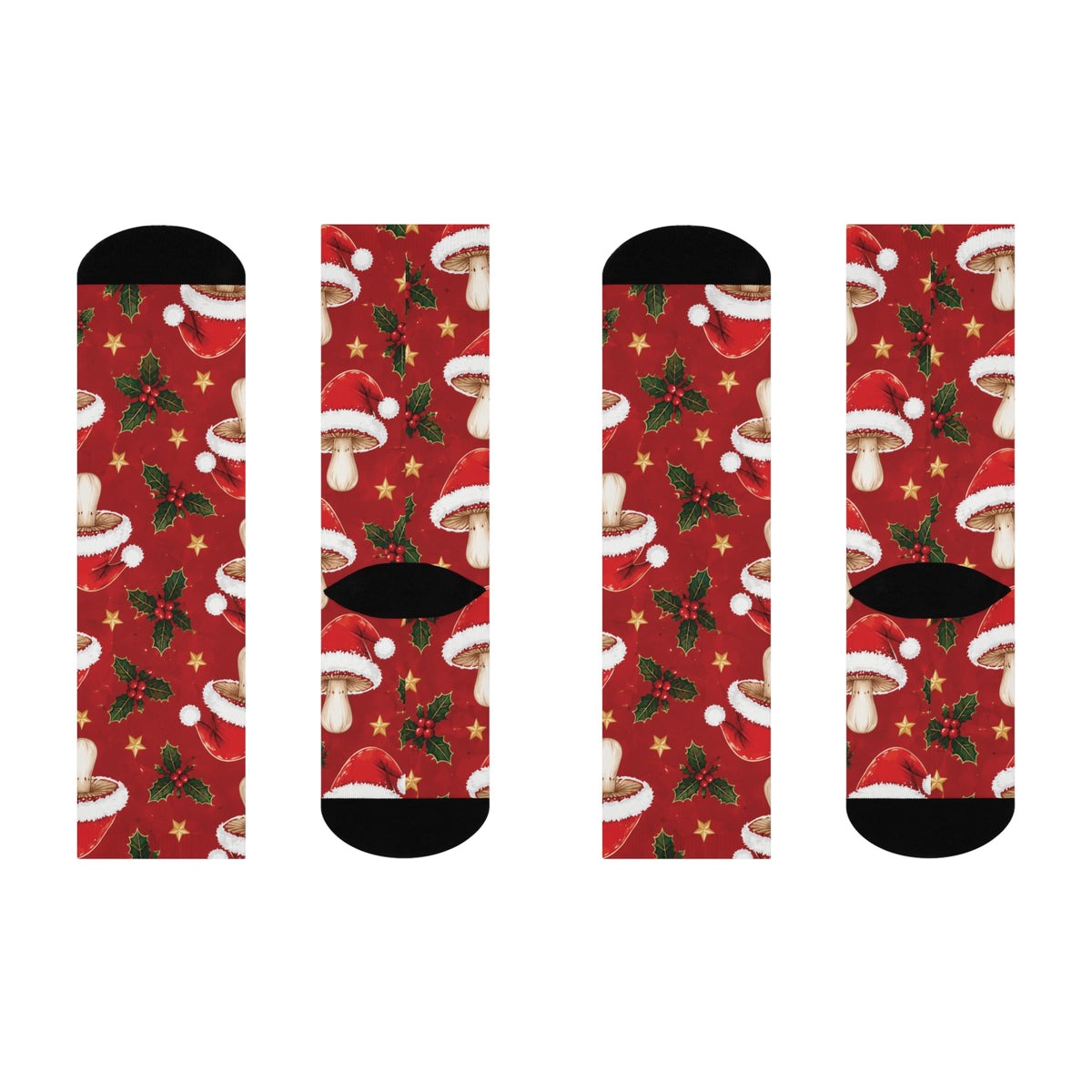 Santa Cap Shrooms Christmas Mushroom Cushioned Crew Socks