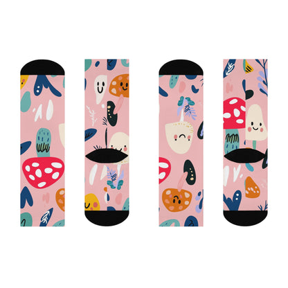 Blush Happy Mushroom Crew Socks