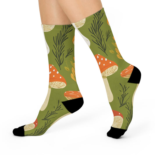 Mushroom Cushioned Crew Socks | Green 008