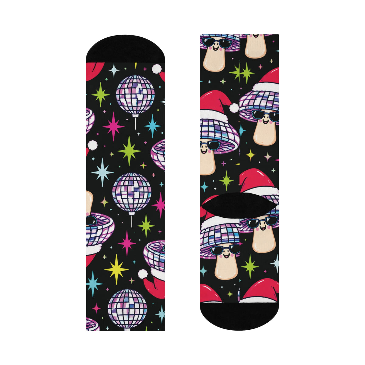 Disco Santa Shrooms Christmas Mushroom Cushioned Crew Socks