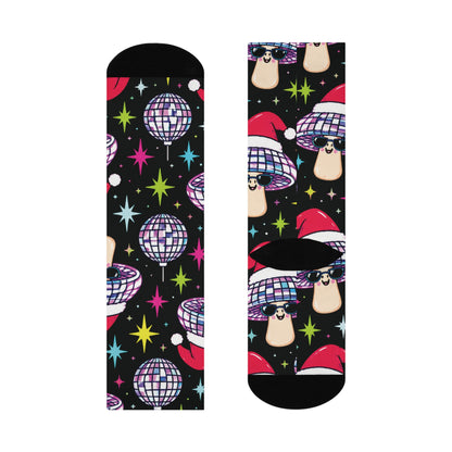Disco Santa Shrooms Christmas Mushroom Cushioned Crew Socks