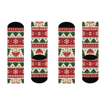 Mushroom Fair Isle Christmas Mushroom Cushioned Crew Socks