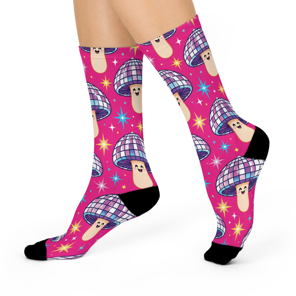 Mirrorball Mushrooms Christmas Mushroom Cushioned Crew Socks