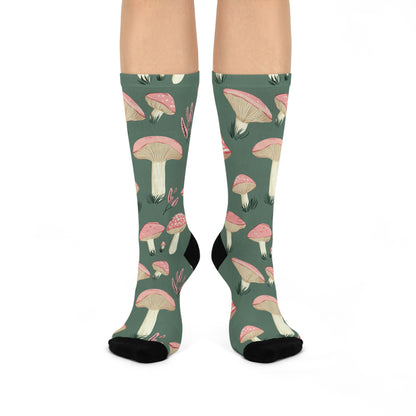 Sage Pink Toadstool Crew Socks
