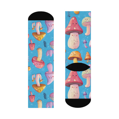 Sky Blue Mushroom Buddies Crew Socks
