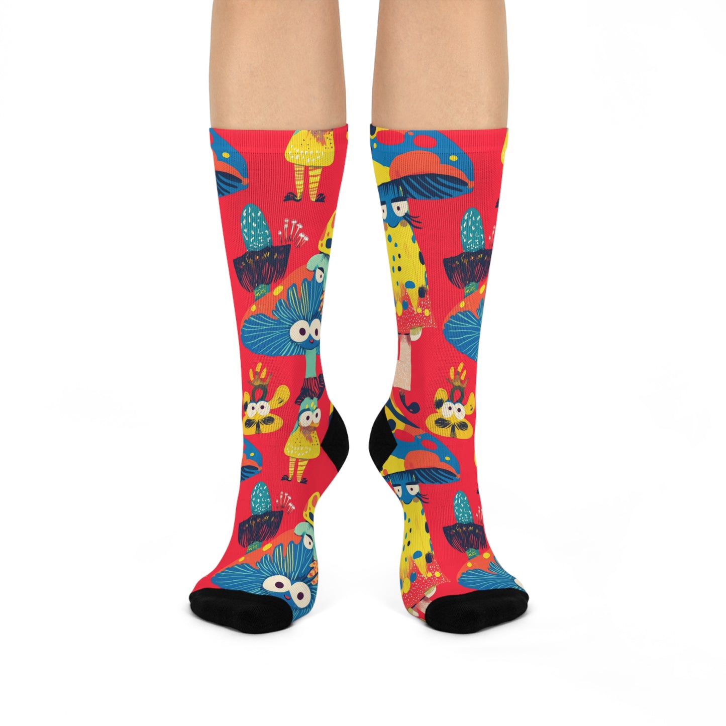 Mushroom Cushioned Crew Socks | Red 013