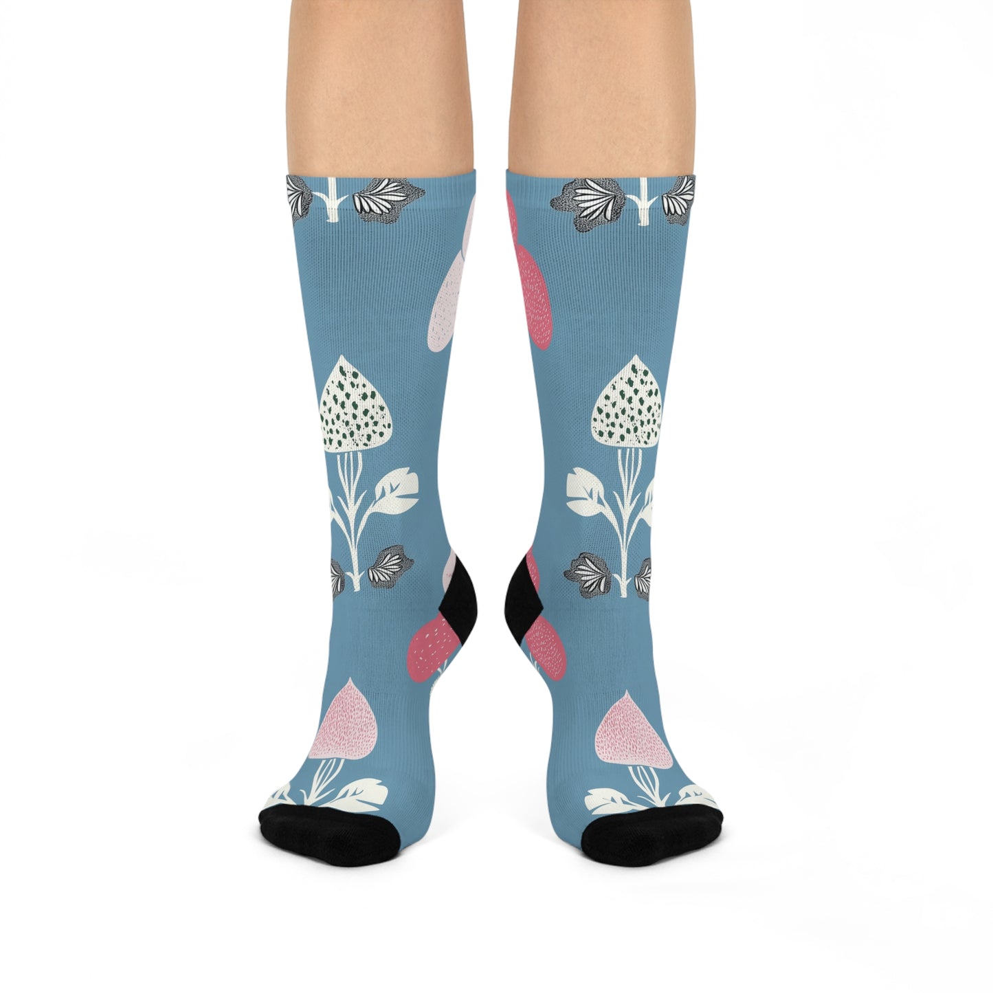 Mushroom Cushioned Crew Socks | Blue 006