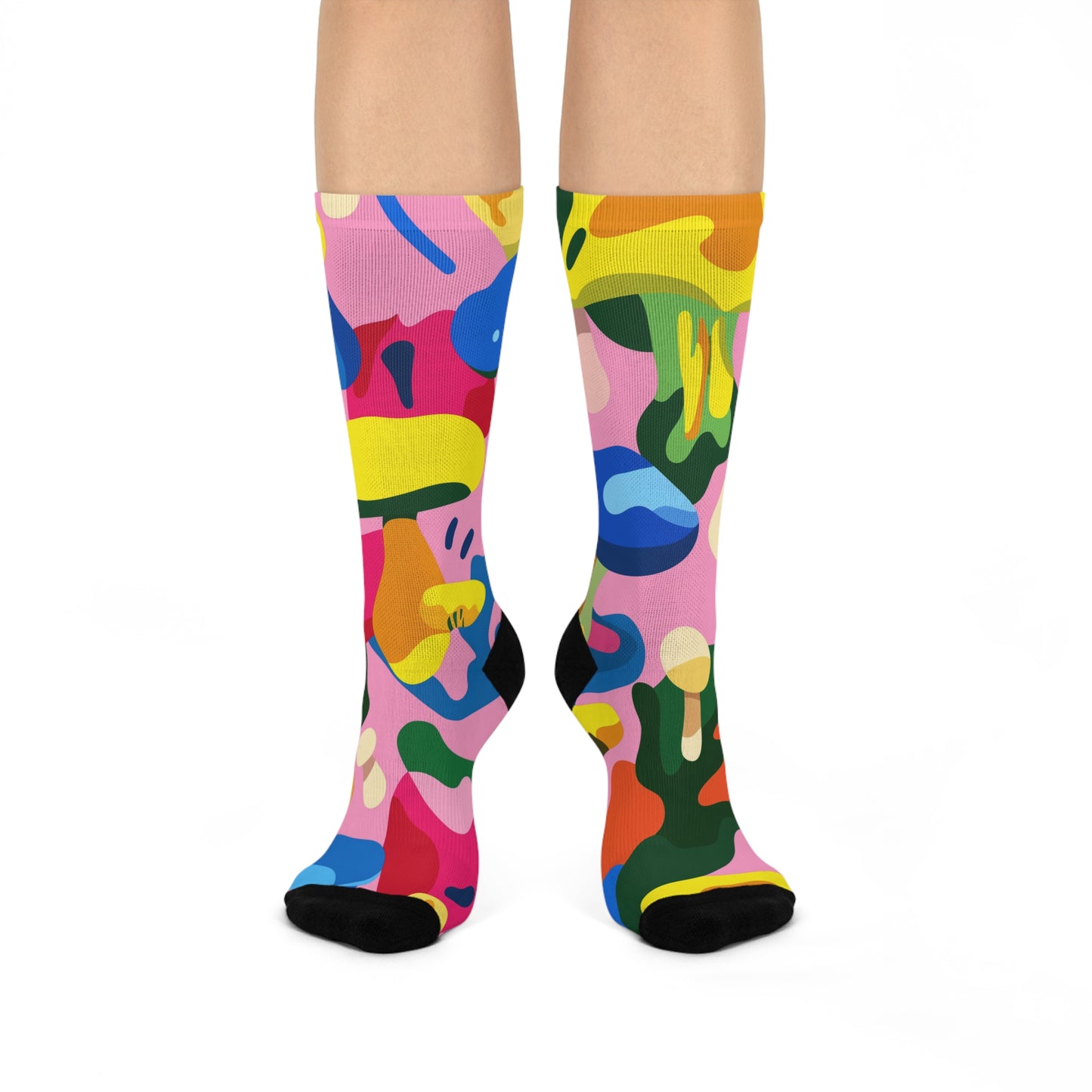 Mushroom Cushioned Crew Socks | Pink 011