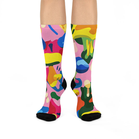 Mushroom Cushioned Crew Socks | Pink 011