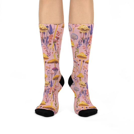 Mushroom Cushioned Crew Socks | Pink 015