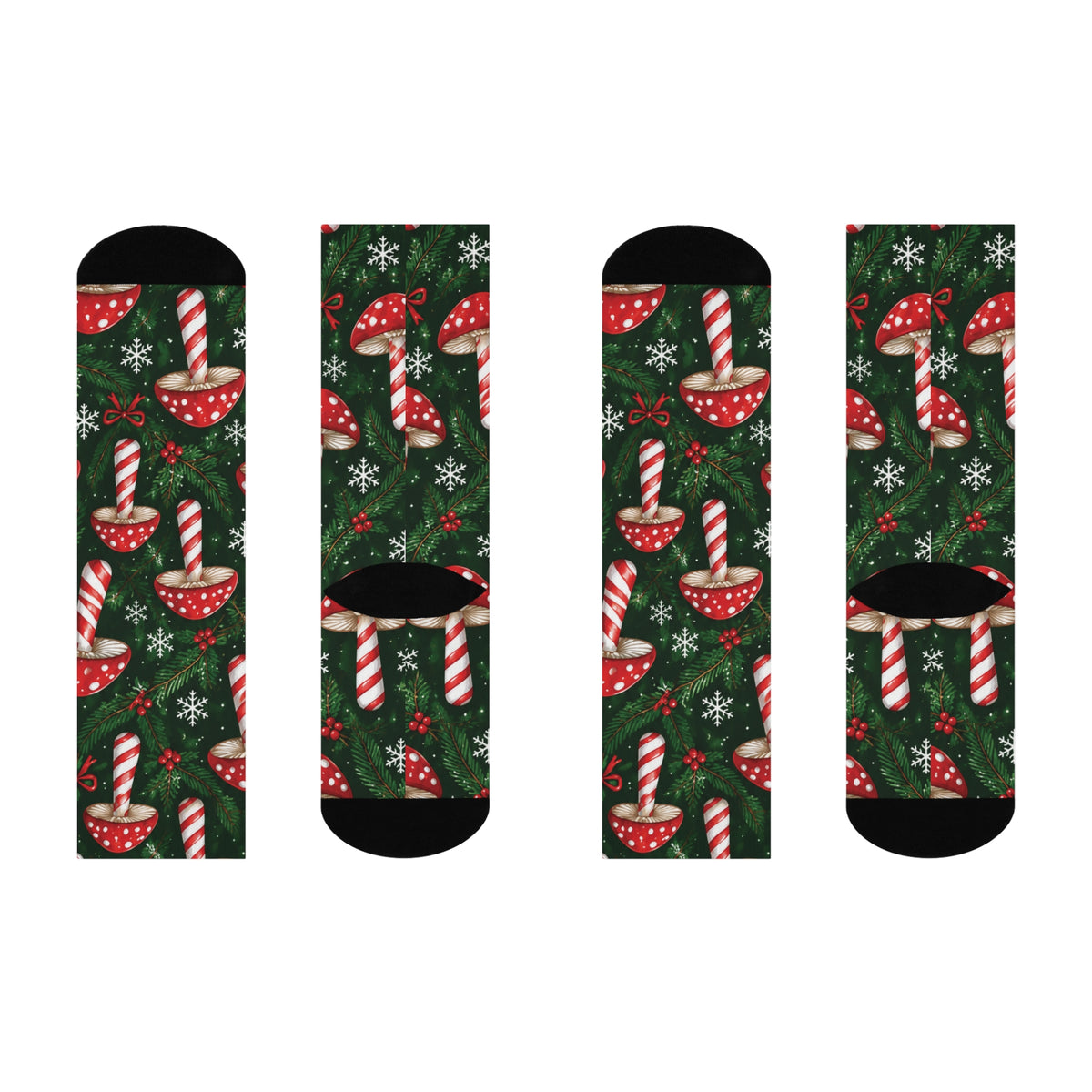 Peppermint Forest Christmas Mushroom Cushioned Crew Socks