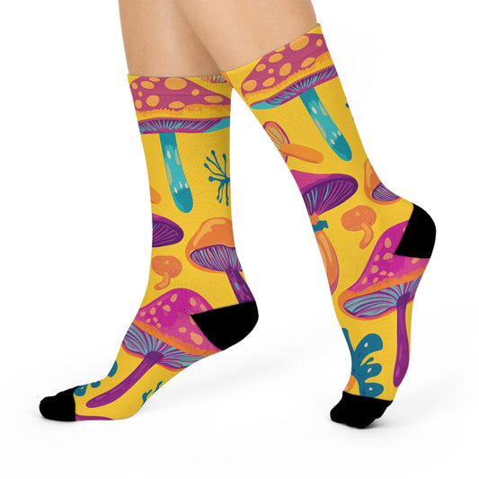 Mushroom Cushioned Crew Socks | Yellow 005