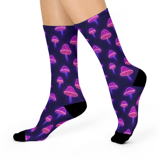 Mushroom Cushioned Crew Socks | Purple 012 | Neon