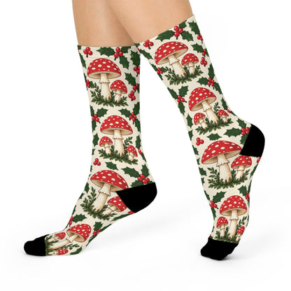 Holly Morels Christmas Mushroom Cushioned Crew Socks