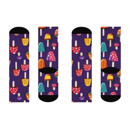Purple Mushroom & Popsicle Crew Socks