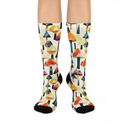 Ivory Angular Mushroom Crew Socks
