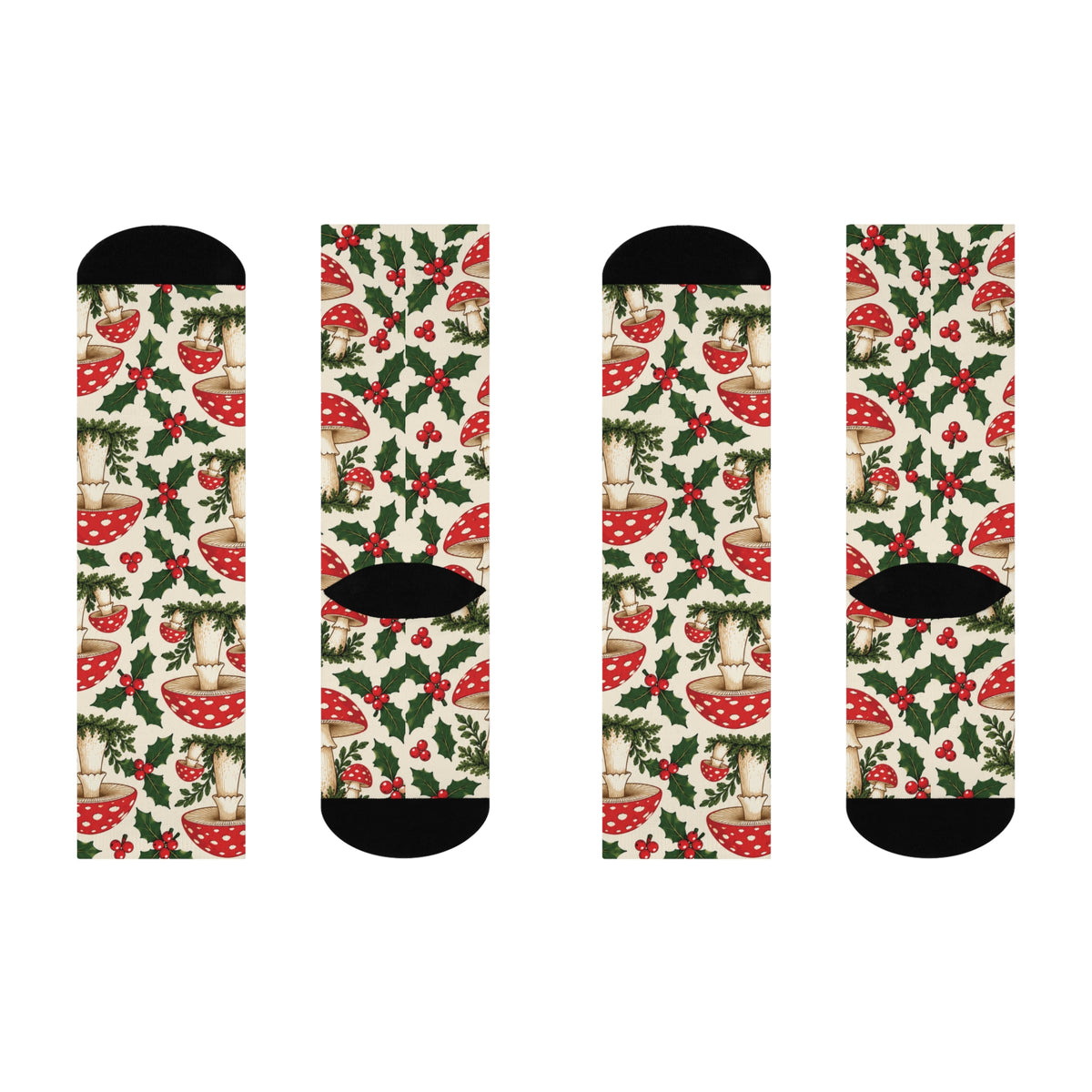 Holly Morels Christmas Mushroom Cushioned Crew Socks