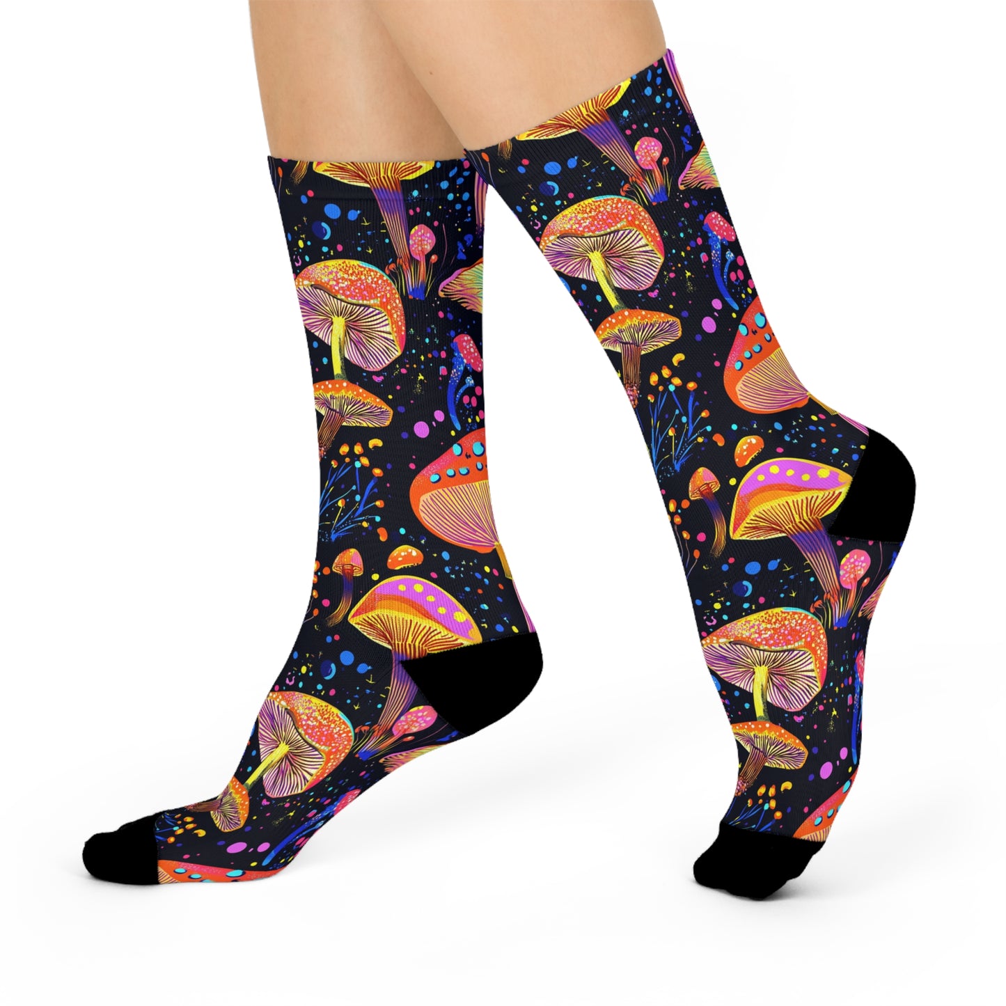 Mushroom Cushioned Crew Socks | Black 016