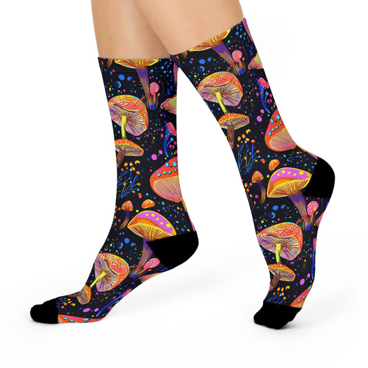 Mushroom Cushioned Crew Socks | Black 016