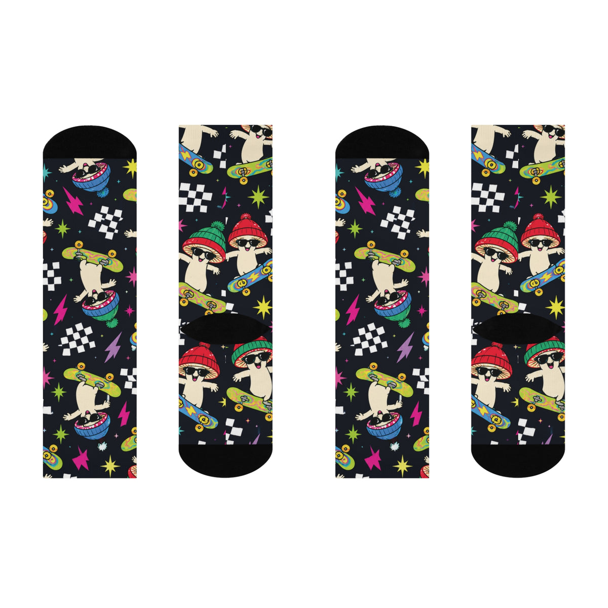Holiday Shroom Skaters Christmas Mushroom Cushioned Crew Socks