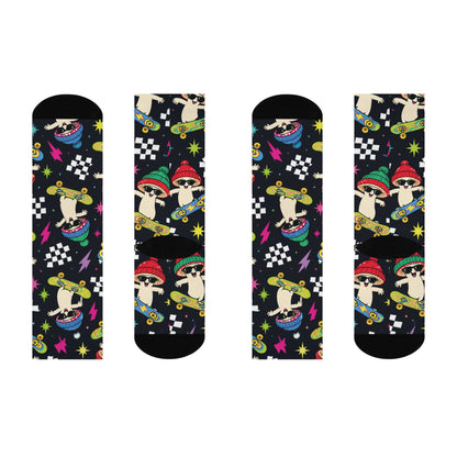 Holiday Shroom Skaters Christmas Mushroom Cushioned Crew Socks