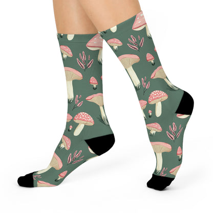 Sage Pink Toadstool Crew Socks