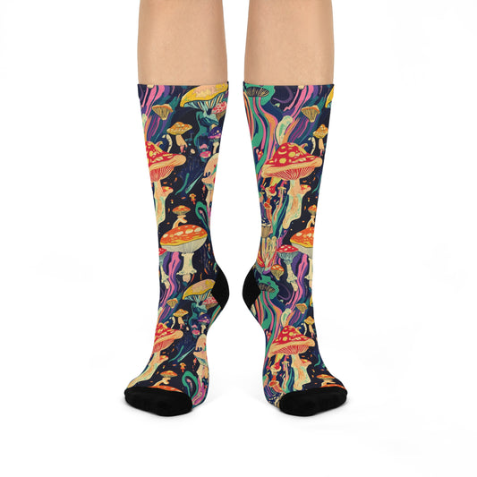 Mushroom Cushioned Crew Socks | Psychedelic 003