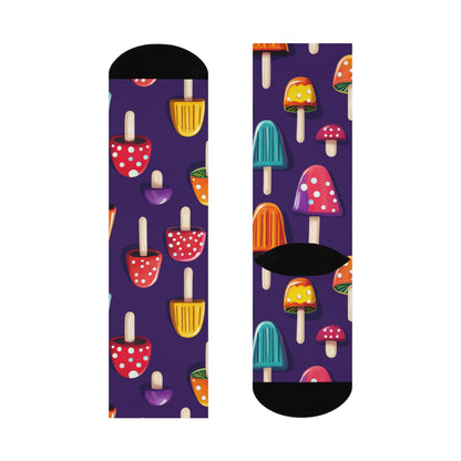 Purple Mushroom & Popsicle Crew Socks