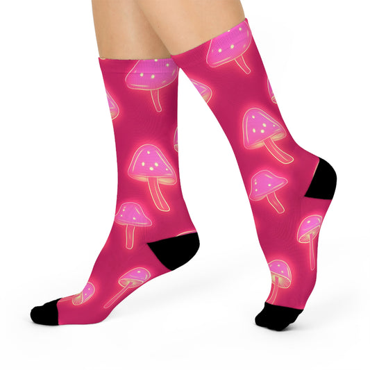 Mushroom Cushioned Crew Socks | Pink 018 | Neon