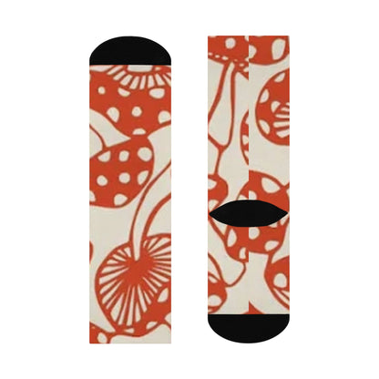 Rust Outline Mushroom Crew Socks